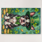 Puzzle Boston Terrier St Patrick’s Day Funny Lucky Dog (Horizontal)