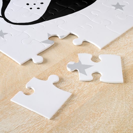 Puzzle Boston terrier with party hat and stars (Côté)