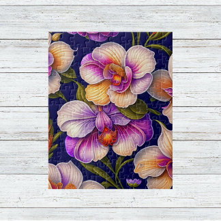 Puzzle Botanical Purple Orchids Artwork