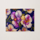 Puzzle Botanical Purple Orchids Artwork (Horizontal)