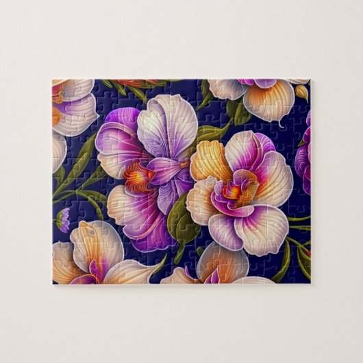 Puzzle Botanical Purple Orchids Artwork (Horizontal)