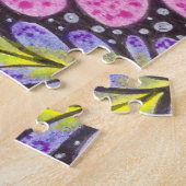 Puzzle Botanique Abstraite Colorée Néon Rose Violet (Côté)