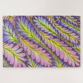 Puzzle Botanique Abstraite Colorée Néon Rose Violet (Horizontal)