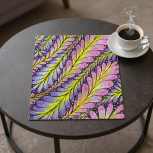 Puzzle Botanique Abstraite Colorée Néon Rose Violet