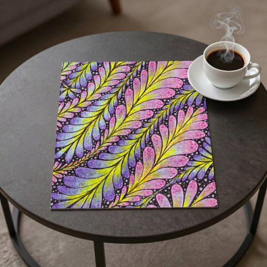 Puzzle Botanique Abstraite Colorée Néon Rose Violet