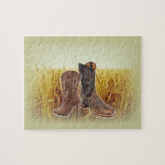 Puzzle Bottes de cowboy de pays occidental de champ de (Horizontal)