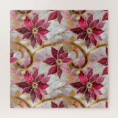 Puzzle Boucles d'or Bourgogne rose Poinsettias de Noël (Horizontal)