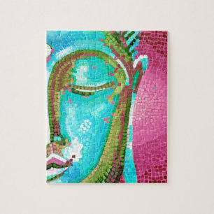 Puzzle Bouddha bleu et rose font face à la mosaïque