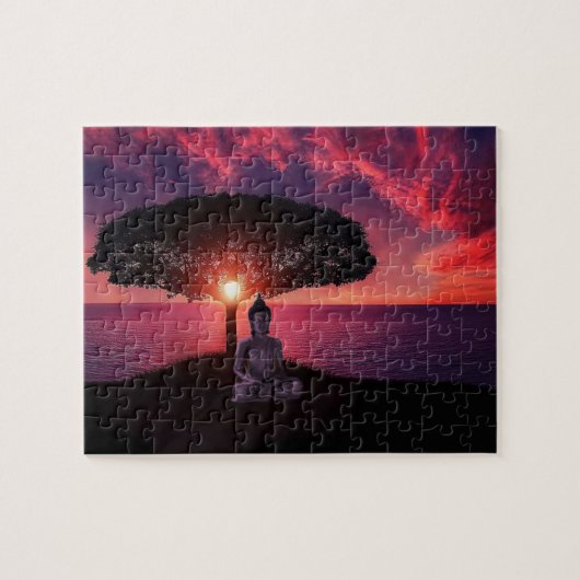 Puzzle Bouddha dans le ciel rouge de soirée (Horizontal)