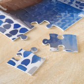 Puzzle Bougainvilliers floraux roses Maroc Carreaux bleus (Côté)