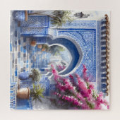 Puzzle Bougainvilliers floraux roses Maroc Carreaux bleus (Horizontal)