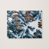 Puzzle Boughs et cônes couverts de neige (Horizontal)