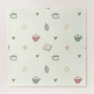 Puzzle Bougie de livres de thé cosy à motif doux