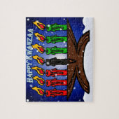 Puzzle Bougie Kwanzaa Kinara avec neige et salut (Vertical)