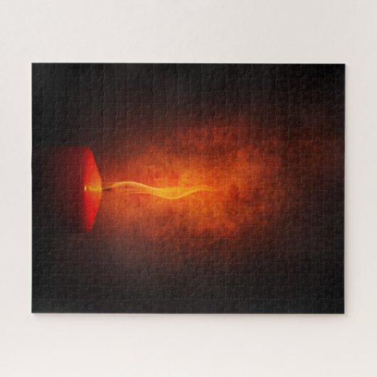 Puzzle Bougie rouge avec lumière chaude (Horizontal)