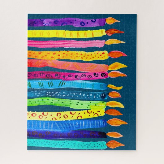 Puzzle Bougies d'anniversaire aquarelle colorées (Vertical)