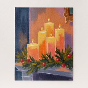 Puzzle Bougies de cheminée de Noël Guirlande