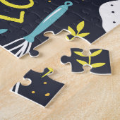 Puzzle boulangerie rétro, points, éléments floraux. (Côté)