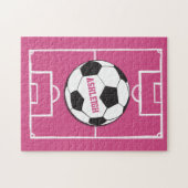 Puzzle Boule de soccer personnalisée et rose de champ (Horizontal)