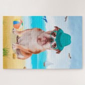 Puzzle Bouledogue anglais sur la plage (Horizontal)