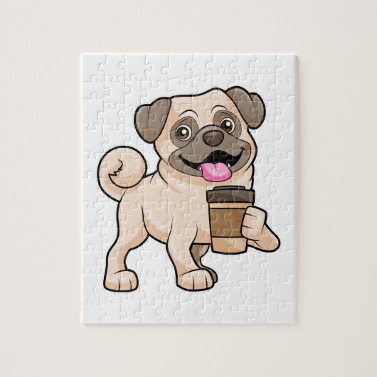 Puzzle Bouledogue avec café à emporter (Vertical)