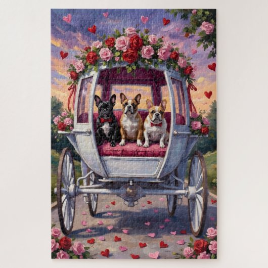 Puzzle Bouledogue français Saint-Valentin (Vertical)