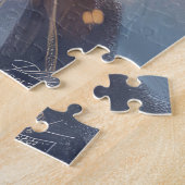 Puzzle Bouledogue Terrier à moto Noël (Côté)