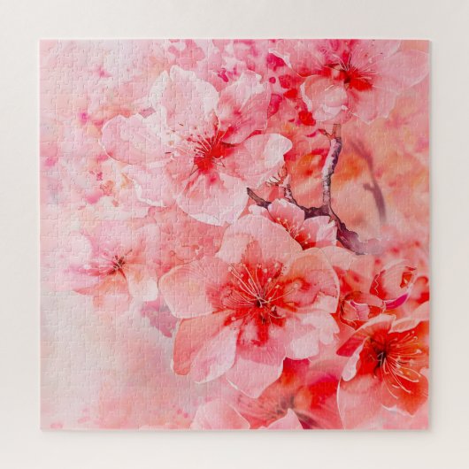 Puzzle Boules de fleurs de cerisier d'aquarelle (Vertical)
