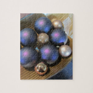Puzzle Boules de verre élégantes dans un plat doré
