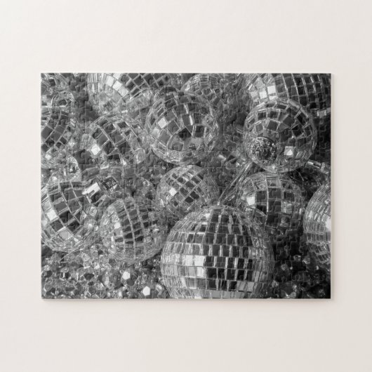 Puzzle Boules Disco Ornements Glam noir et blanc Photo (Horizontal)