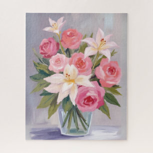 Puzzle Bouquet aquarelle floral rose pâle élégant