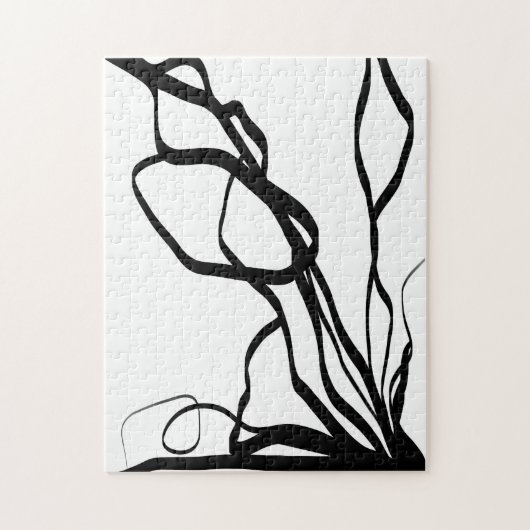 Puzzle Bouquet Blanc : Abstrait blanc & noir (Vertical)
