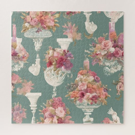 Puzzle Bouquet Bleu Vintage (Vertical)