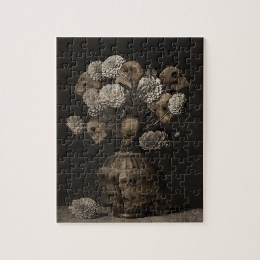 Puzzle Bouquet - dahlia et crânes (Vertical)