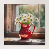 Puzzle Bouquet Daisy En Pitcher Rouge (Vertical)