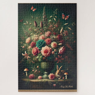 Puzzle Bouquet de champignon de lapin floral foncé