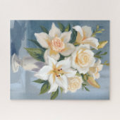 Puzzle Bouquet de fleurs blanches aquarelle florale (Horizontal)