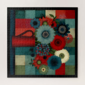 Puzzle Bouquet de myrtille patchwork de ferme bleu (Horizontal)