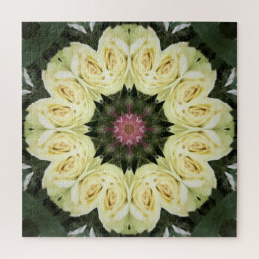 Puzzle Bouquet de rose blanche Mandala Design (Vertical)