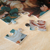 Puzzle Bouquet de roses roses et Feuilles verts (Côté)