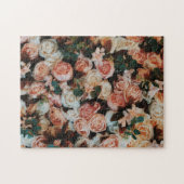 Puzzle Bouquet de roses roses et Feuilles verts (Horizontal)