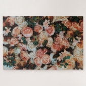 Puzzle Bouquet de roses roses et Feuilles verts (Horizontal)