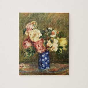 Puzzle Bouquet de roses roses vintage Renoir Vase bleu Ar
