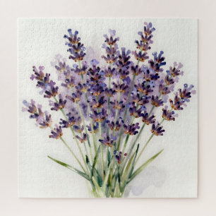 Puzzle Bouquet floral de lavande à l'aquarelle