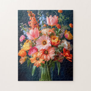 Puzzle Bouquet printanier lumineux dans un vase en verre