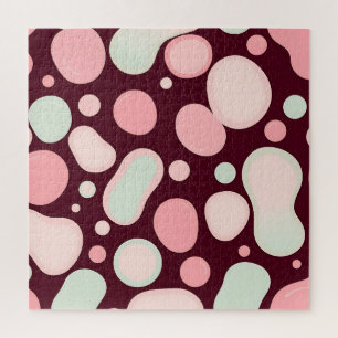 Puzzle Bourgogne Rose Menthe Motif Abstrait Organique
