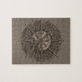 Puzzle Boussole de Vegvisir - de Viking - cuir et or (Horizontal)