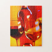 Puzzle Bouteille abstraite de vin et de verres (Vertical)