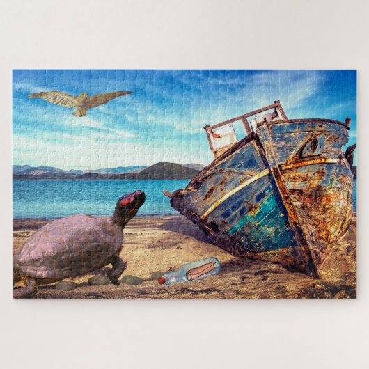Puzzle Bouteille de message de bateau (Horizontal)
