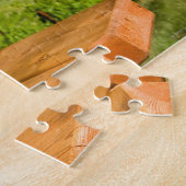 Puzzle Bouteille de vin rouge et de verre sur la table (Côté)